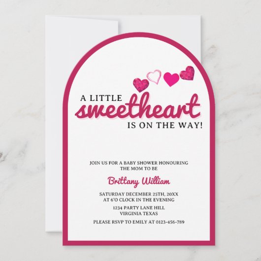 Invitation Le Baby shower de la Saint Valentin de Little Swee (Devant)