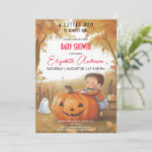 Invitation Le Baby shower de l'Halloween Citrouille de charme (Debout devant)