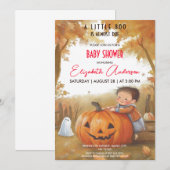 Invitation Le Baby shower de l'Halloween Citrouille de charme (Devant / Derrière)