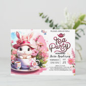 Invitation Le Baby shower de l'heure du thé de Bunny enchanté (Debout devant)