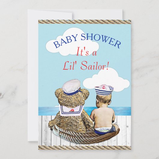 Invitation Le Baby shower de Lil' Sailor Boy (Devant)