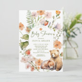 Invitation Le Baby shower de l'ours de la nature (Debout devant)
