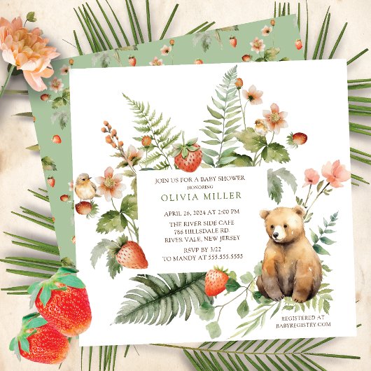 Invitation Le Baby shower de l'Ours de la nature