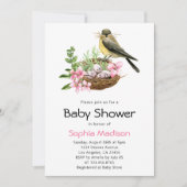 Invitation Le Baby shower de nid d'oiseaux floraux (Devant)