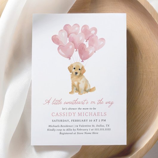 Invitation Le Baby shower de Saint Valentin petit chien amour
