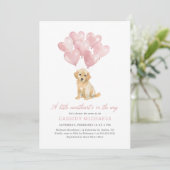 Invitation Le Baby shower de Saint Valentin petit chien amour (Debout devant)