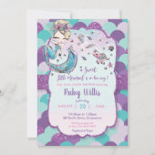 Invitation Le Baby shower de sirène de blonde sous le pourpre (Devant)