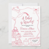 Invitation Le Baby shower de thé Pink Bow Baby (Devant)