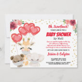 Invitation Le Baby shower de Valentine par mail mignon Animau (Devant)