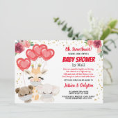Invitation Le Baby shower de Valentine par mail mignon Animau (Debout devant)