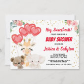 Invitation Le Baby shower de Valentine par mail mignon Animau (Devant)