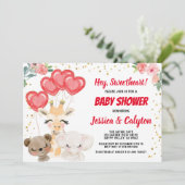 Invitation Le Baby shower de Valentine par mail mignon Animau (Debout devant)