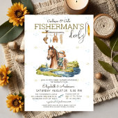 Invitation Le Baby shower Derby du pêcheur de chasse rustique