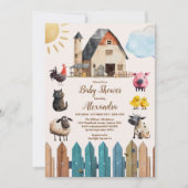 Invitation Le Baby shower des animaux de ferme (Devant)