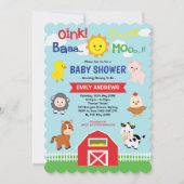 Invitation Le Baby shower des animaux de ferme de Cute Barnya (Devant)