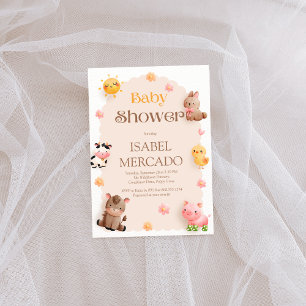 Invitation Le Baby shower des animaux de ferme mignons