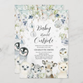 Invitation Le Baby shower des animaux de l'Arctique d'hiver (Devant / Derrière)