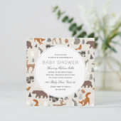 Invitation Le Baby shower des animaux des bois (Debout devant)