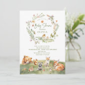 Invitation Le Baby shower des animaux des bois (Debout devant)
