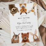 Invitation Le Baby shower des animaux des bois<br><div class="desc">Carte d'invitation à baby shower à thème boisé rustique et capricieux illustrant un raton laveur,  un renard,  un cerf,  un hibou,  un ours et un lapin. Cette conception est neutre du point de vue du sexe.</div>