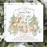 Invitation Le Baby shower des animaux des bois<br><div class="desc">Design de baby shower animal de forêt boisée pour un baby shower neutre. Retournez notre invitation pour voir un retour de coordination pour une touche spéciale supplémentaire.</div>