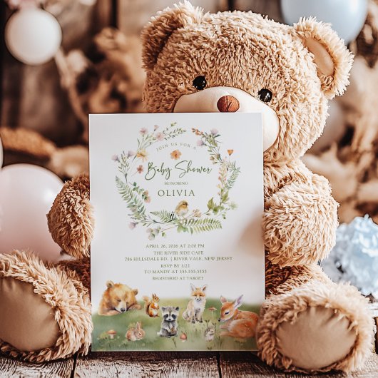 Invitation Le Baby shower des animaux des bois