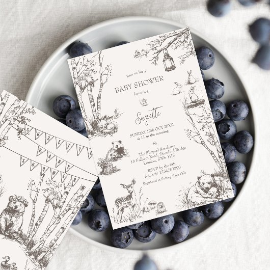 Invitation Le Baby shower des animaux des bois