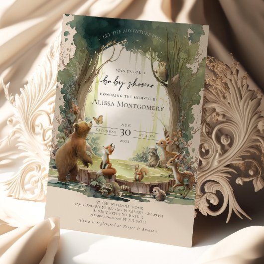Invitation Le Baby shower des animaux des bois
