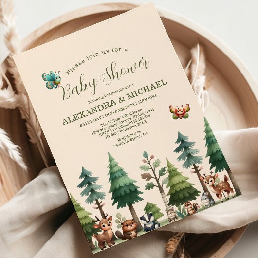 Invitation Le Baby shower des animaux des bois