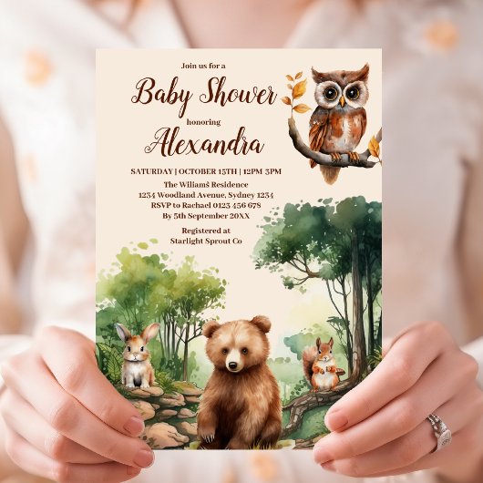 Invitation Le Baby shower des animaux des bois
