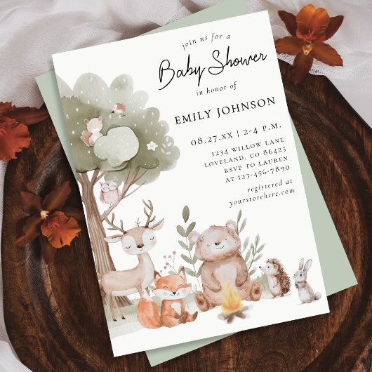 Invitation Le Baby shower des animaux des bois
