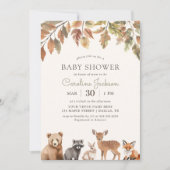 Invitation Le Baby shower des animaux des bois (Devant)