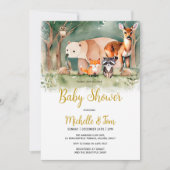Invitation Le Baby shower des animaux des bois (Devant)