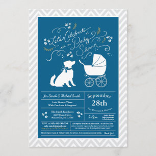 Invitation Le Baby shower des bergers australiens Blue Boy