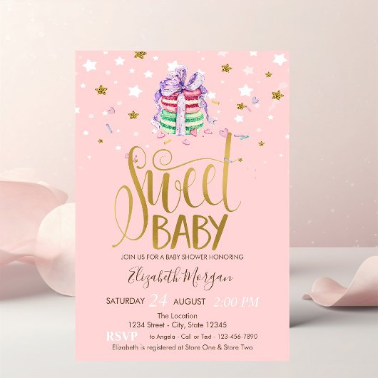 Invitation Le Baby shower des étoiles français Macarons