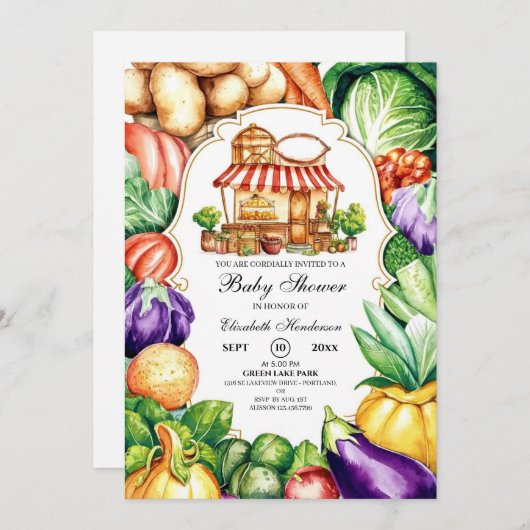 Invitation Le Baby shower des fermiers de Boho cultivé locale (Devant / Derrière)