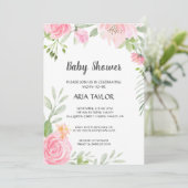 Invitation Le Baby shower des pivoines bleues (Debout devant)