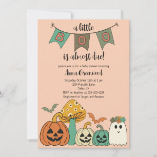 Invitation Le Baby shower d'Halloween des années 70 Little Bo