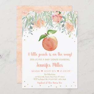 Invitation Le Baby shower d'or floral Little Peach