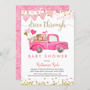 Invitation Le Baby shower du camion rose
