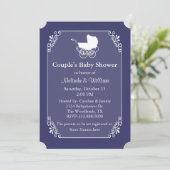 Invitation Le Baby shower du couple blanc et bleu régence chi (Debout devant)