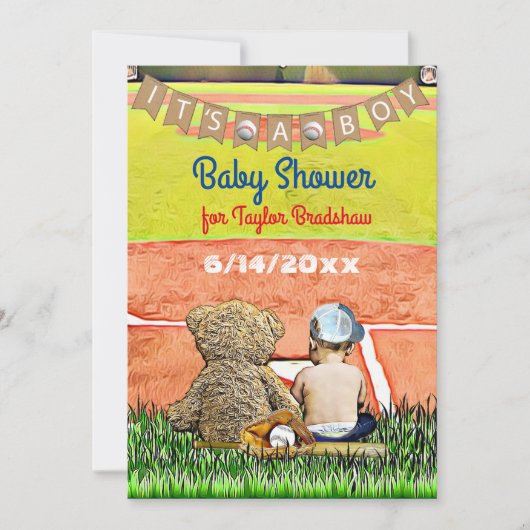 Invitation Le Baby shower du garçon à thème de baseball (Devant)