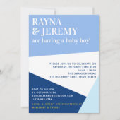 Invitation Le Baby shower du garçon moderne Blue Geometry (Devant)