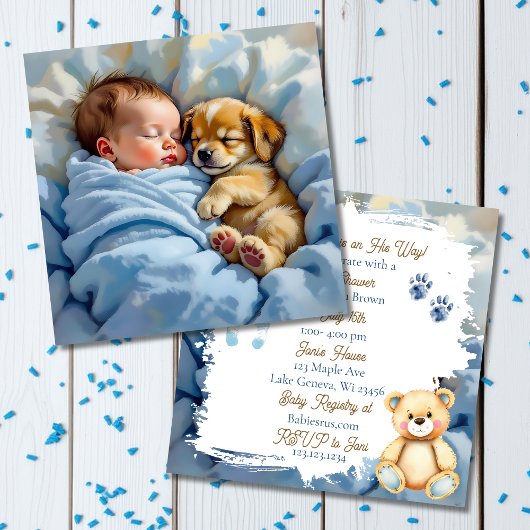 Invitation Le Baby shower du garçon | Thème de chiot