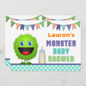 Invitation Le Baby shower du Monstre (Devant / Derrière)
