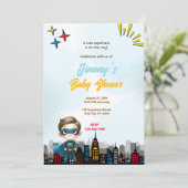 Invitation Le Baby shower du petit Superhero (Debout devant)