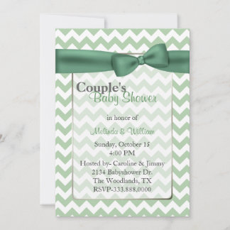 Invitation Le Baby shower élégant du Green Chevron Couple