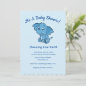 Invitation Le Baby shower éléphant du garçon bleu (Debout devant)