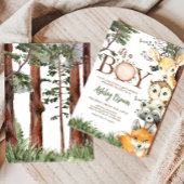 Invitation Le Baby shower forestier des animaux des bois