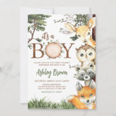 Invitation Le Baby shower forestier des animaux des bois (Devant)
